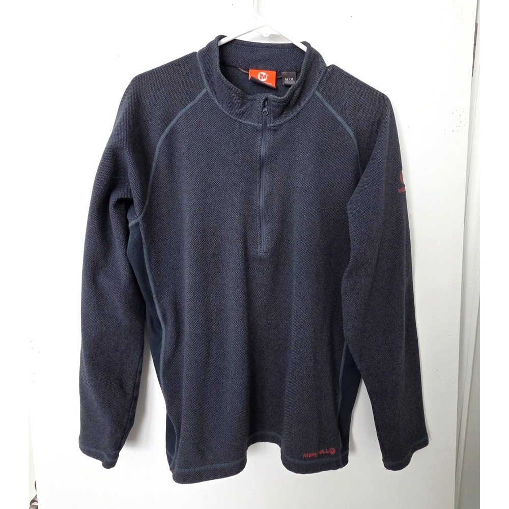 Merrell 1/4 Zip Pullover Shirt Waffle Knit Teal/Black Men M